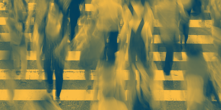 People walking sidewalk