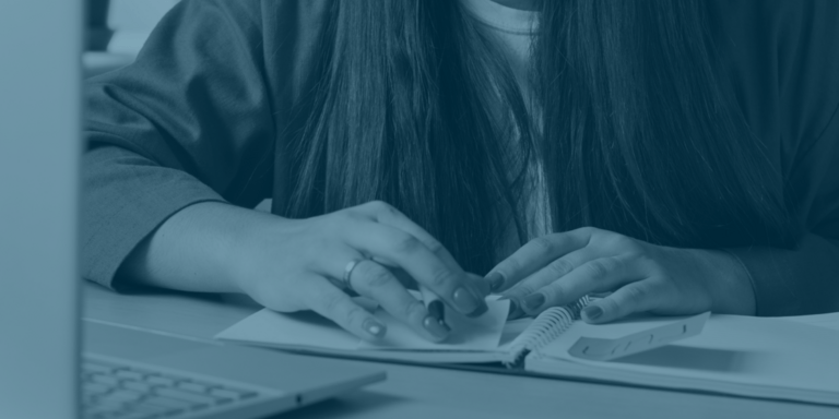 Woman typing computer
