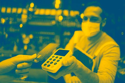 Man giving POS to client