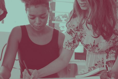 Young women learning together