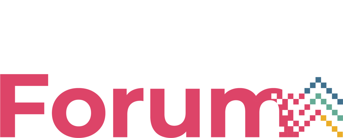  IDB Lab Forum logo with "IDB Lab" in white and "Forum" in pink, featuring a colorful pixel design in the bottom right corner.